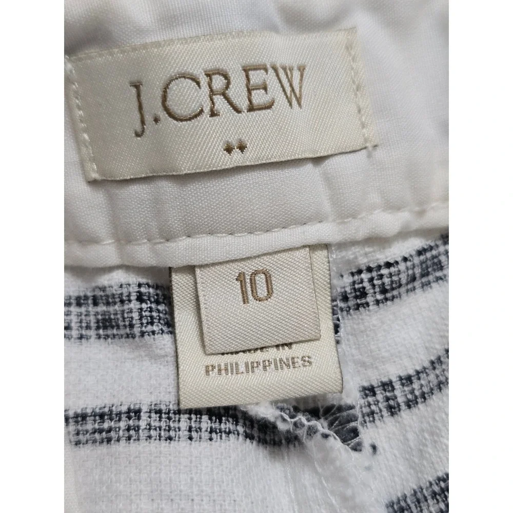 J.Crew Womens Striped‎ Textured Cotton Shorts Navy White Size 10 C4892